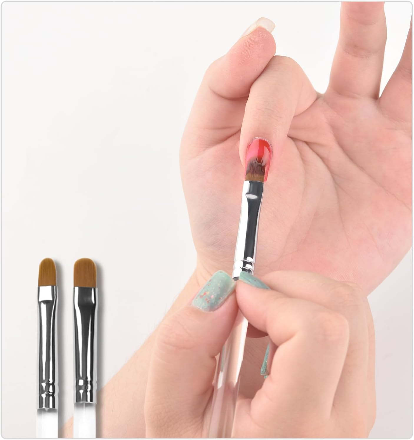 KADS 8 Pcs Nail Brushes Set-Nail Liner Brush Nail Gel Brushes Ponined Flat Oblique Brush and Oval Brush