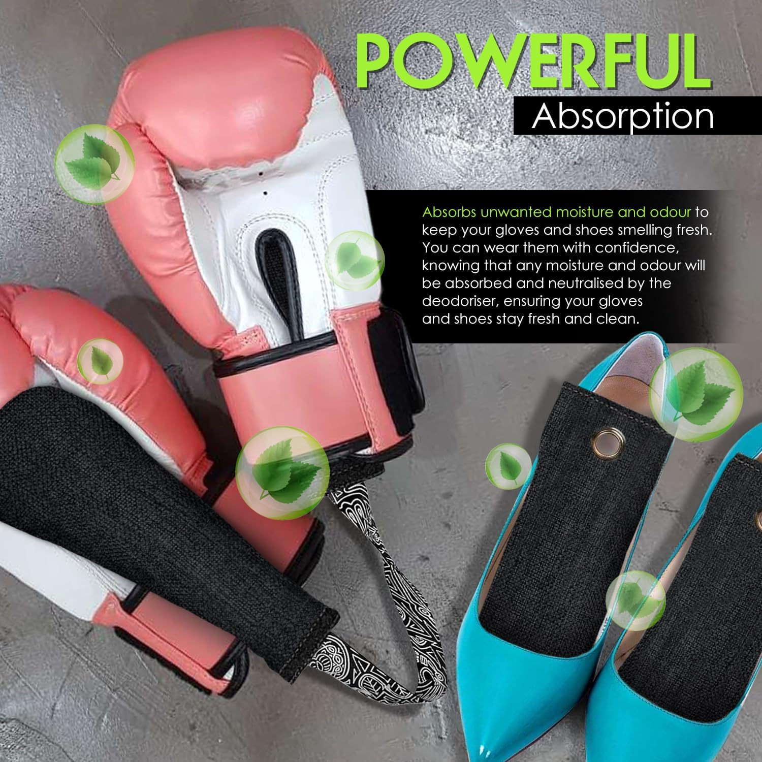Boxing Glove Deodorisers 2 Pack, Shoes - Absorbs Stink Leaves Gloves Fresh Sweat Absorb Smells Improved Bamboo Charcoal Deodoriser for Boxing, Football Shoes, Cricket Gloves Bags & Sports Gear image number 1