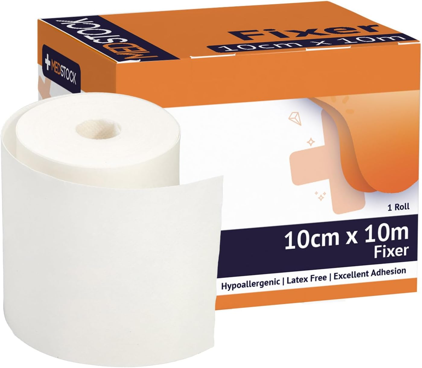 MEDSTOCK Non-Woven Fabric, White Fixer Roll, 10CM X 10M, 1 Roll, Wound Care, Adhesive Dressing Tape, Medical Device Securer, Flexible and Soft, Stable and Dependable, Increases Patient Comfort image number 4