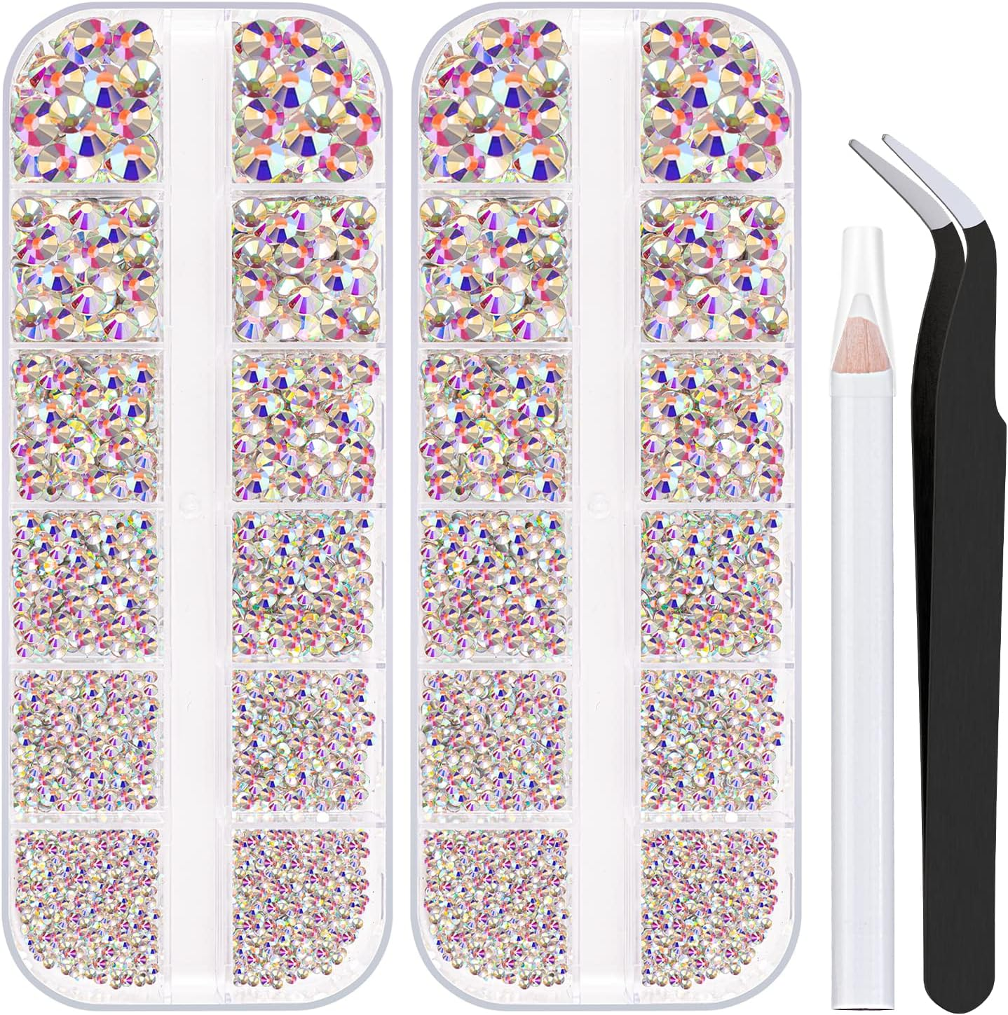 Nail Rhinestones 4520PCS 1.5-6Mm Colorful Rose Gold round Flatback Crystal Shine Diamonds for DIY Crafts Nail Art