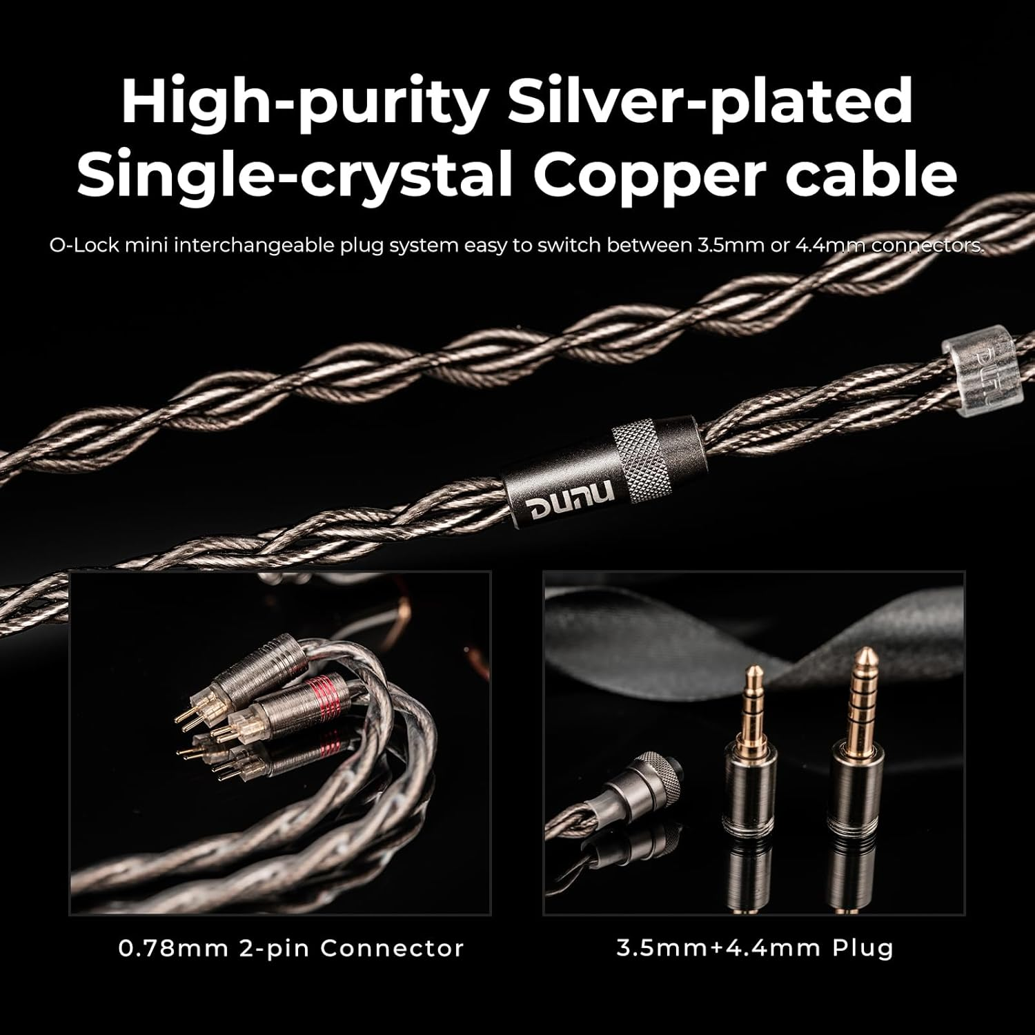 Hifigo Wired Earbuds, Monitor Earbuds, Earbuds, DUNU DN 242, 2DD+4BA+2 Planar, 5-Way Perimeter, HIFI Planar Magnetic Driver, High Purity Monocrystalline Copper, 4-Core "9-Lock Mini", Replaceable Plug image number 6