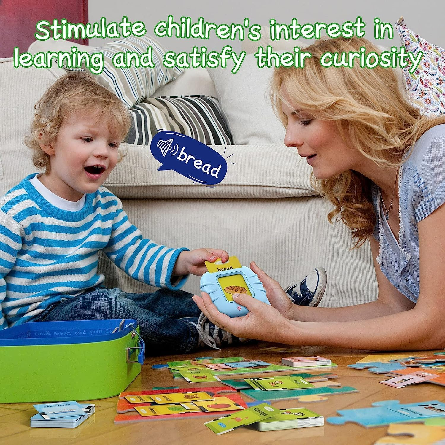 Zspeed Flash Cards Learning Toys, Audible Educational Toys Sight Cards for Toddlers Gift, Kids Word Card with Reading Function, Toddler Toys for 1-6 Years Old Boys and Girls (Blue Cat 192 Cards)