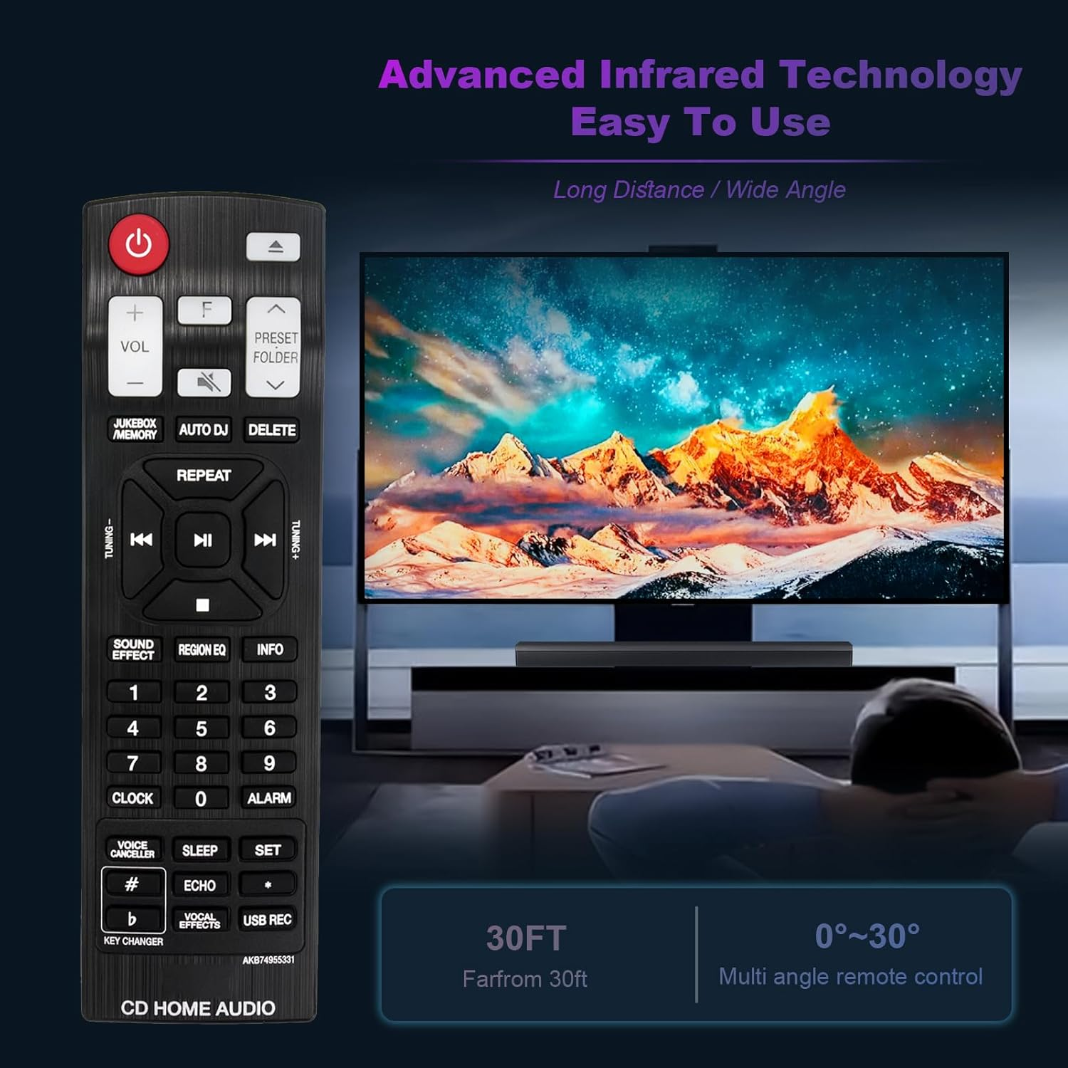 AKB74955331 Replace Remote Control Compatible with LG Stereo System Mini Hi-Fi CJ88 CJ98 NJ98F CJ87 CJS87F CJS98F CJS88F CJ88FB CJS88W OJ98 XBOOM Audio System image number 6