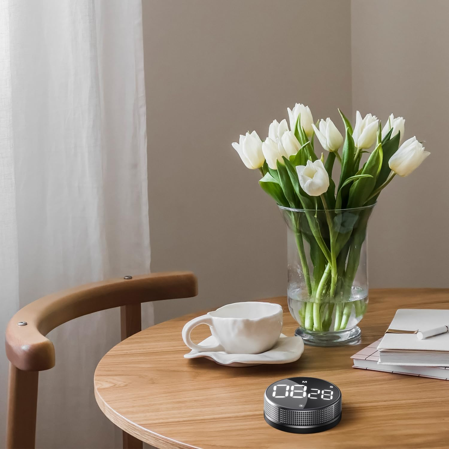 Bluesnail Kitchen Timer with LED Digital Display Smart Efficana for Home Classroom Gym Office, Volume and Brightness Adjustable Productivity Timer (Silvery)