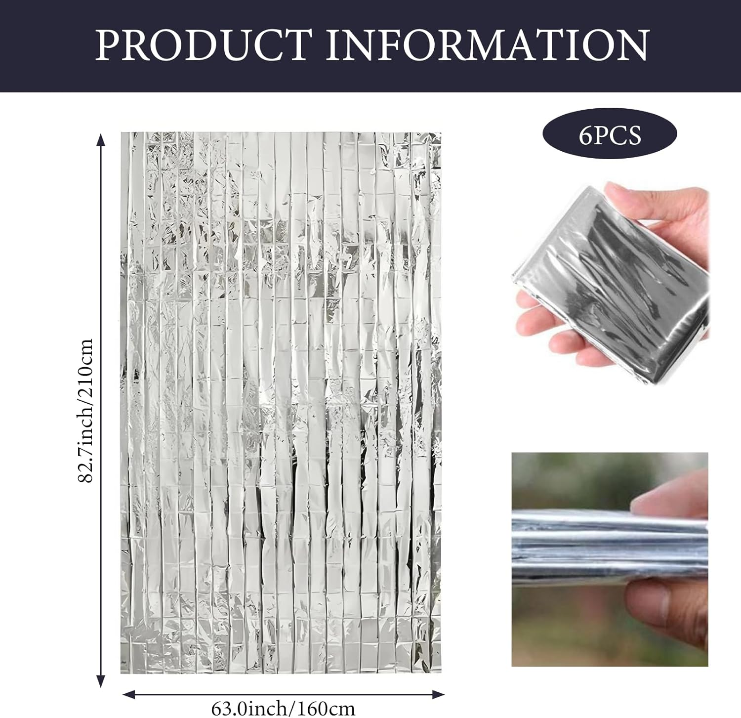 Rescue Blankets, Emergency Blanket, Emergency Thermal Blankets, Survival Reflectivethermal First Aid Foil Blanket for Camping and Emergency Ideal for Outdoors, Survival, Hiking, First Aid (6) image number 1