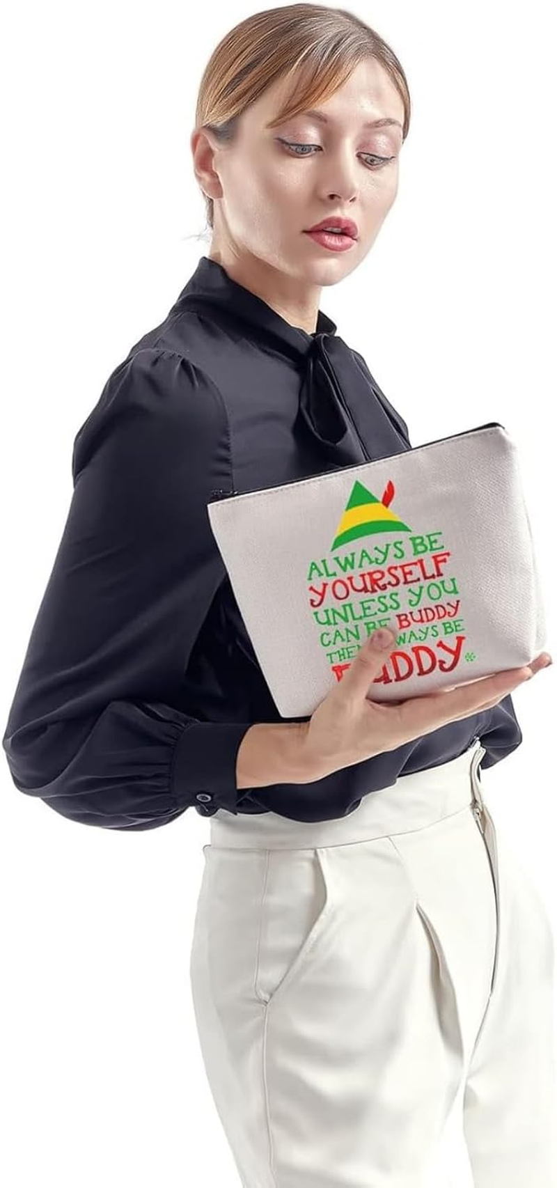 Itadaku Christmas Cosmetic Bag for Women, Funny Zipper Makeup Pouch, Travel Toiletry Organizer, Multipurpose Holiday Pouch Gift, for Travel, Daily Use, or Gift Exchange (25.5 X 17 Cm) image number 4