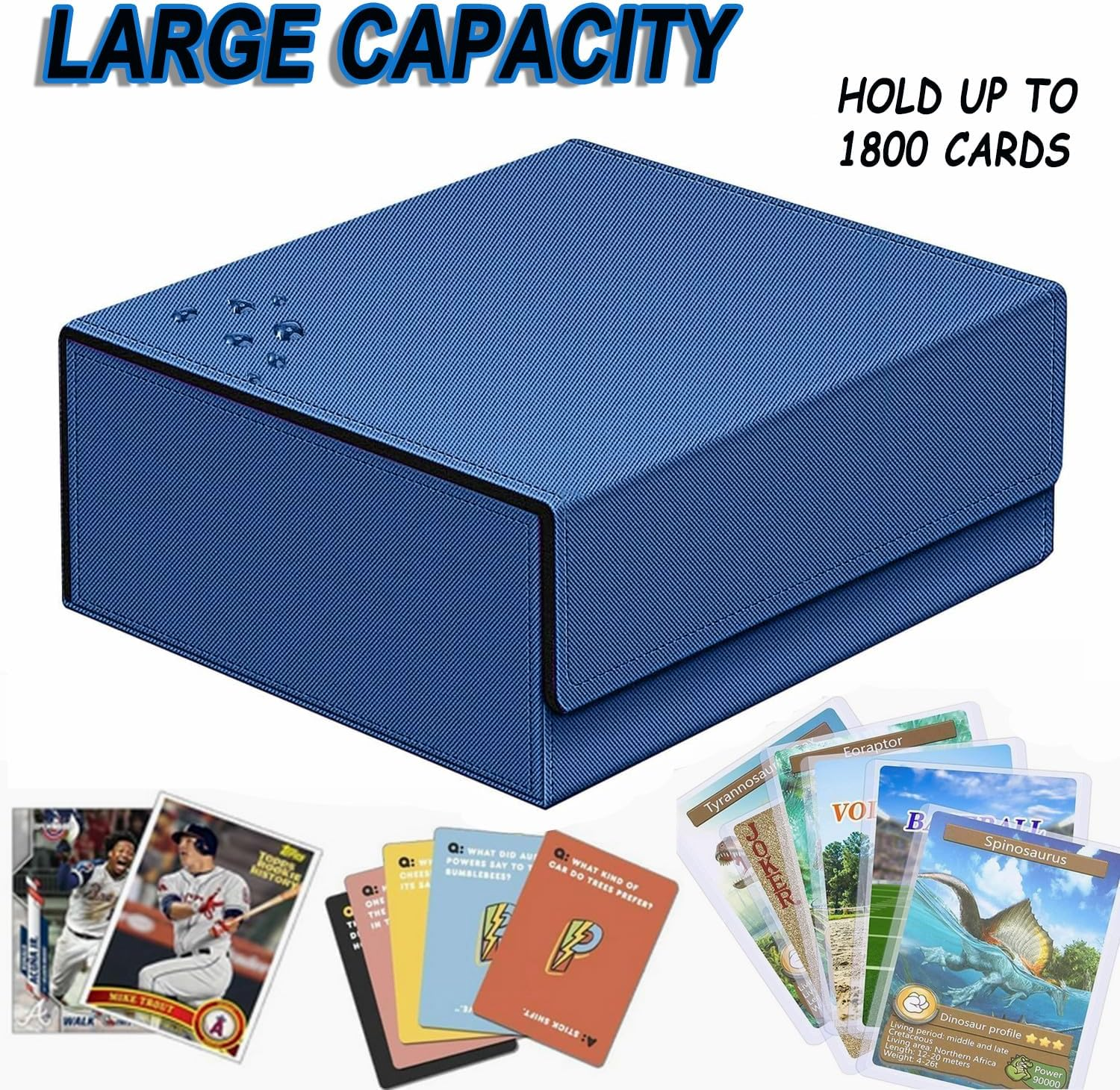 BEANPRECOY Card Storage Box Case Holds 1800+ Single Sleeved Cards Storage Box Easy to Use Strong Magnet Card Box Fits Magic Game Cards Leather Magnetic Closure Commander Storage Box