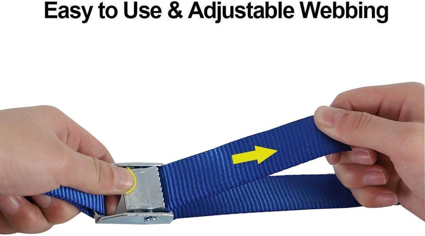 Cam Buckle Straps Powersports Tie-Downs Lashing Straps, for Securing Cargo, Luggage, Motorcycles, Kayak(Black, 2.5CM*60CM) image number 2