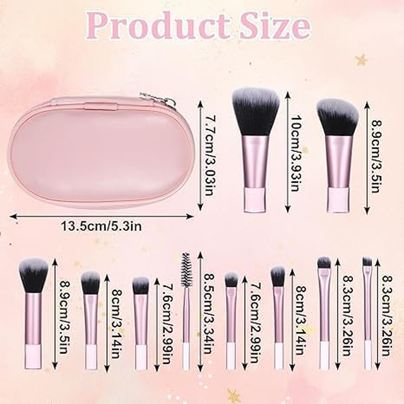 Travel Makeup Brush Set, Mini Cosmetic Brushes Kit for Foundation, Blush, Contour & Eyeshadow, Portable Makeup Tools for On-The-Go (Pink) - Pink image number 5