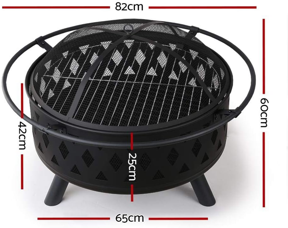 Grillz 32 Inch Portable Outdoor Fire Pit and BBQ - Black