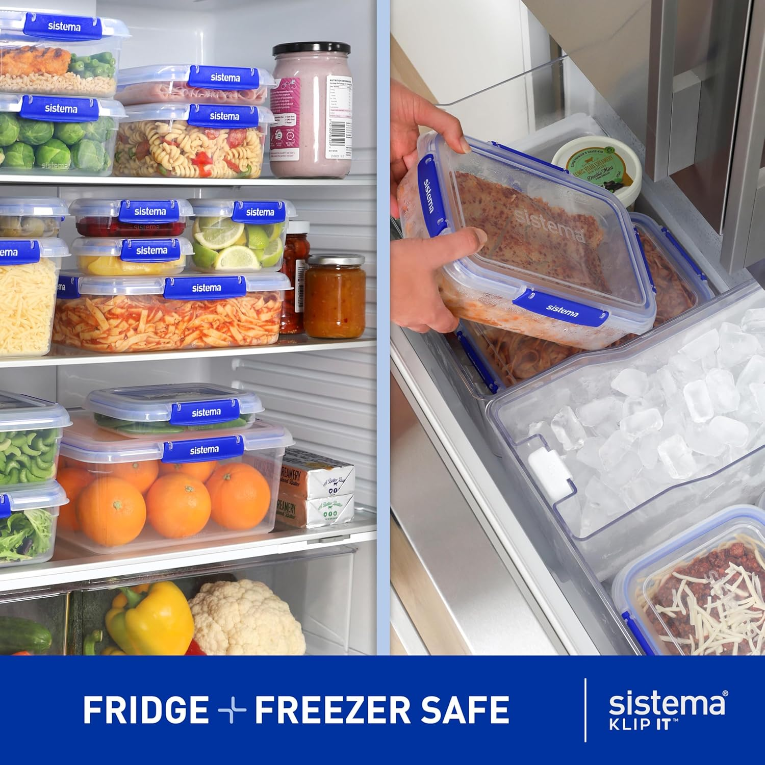 Sistema KLIP IT Food Storage Containers | Airtight & Stackable Meal Prep Containers with Lids | School Lunch Boxes & Snack Boxes | Bpa-Free | 18 Count (9 Containers & Lids) image number 3