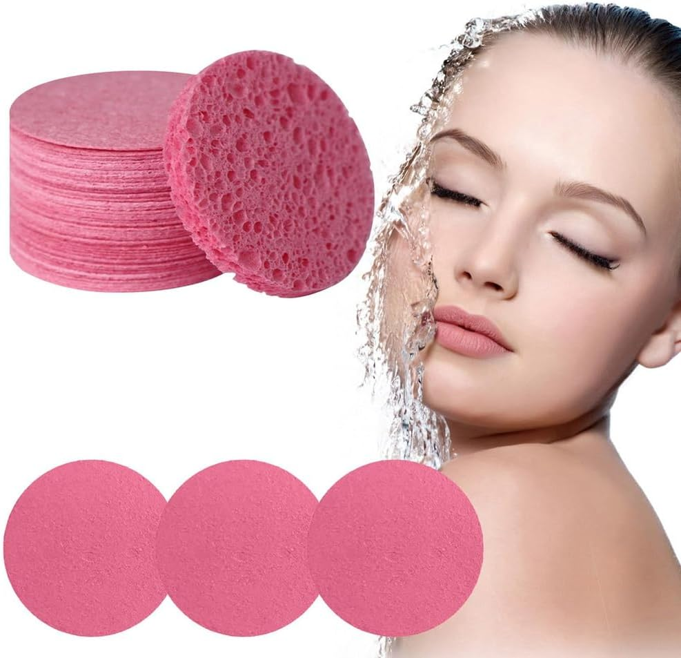50PCS Cleansing Pads for Face Compressed Sponges Turmeric Cleanser Pads for Skin Cleansing and Exfoliating,B image number 4
