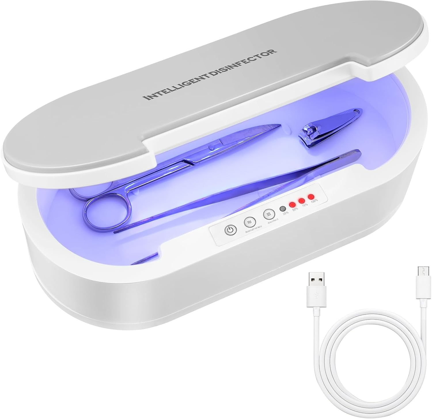 Wbuosz Portable Tool Sterilizer Box Usb,Blue Light Cleaning Sterilizating Box for Manicure Salon,Tweezers,Tattoo,Scissors,Jewelry,Phone, Watch,Keys image number 4