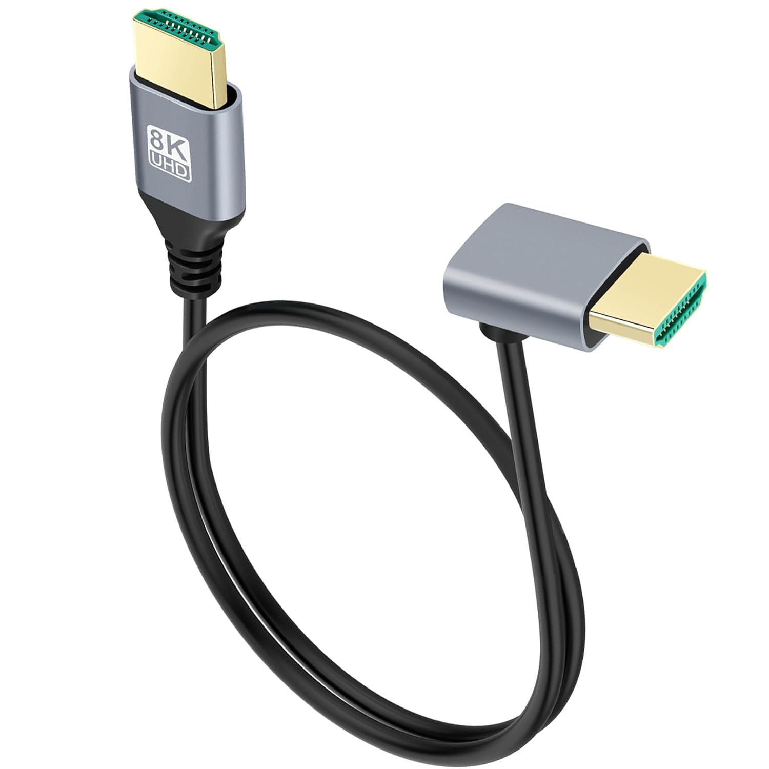 Tunghey Right Angle 8K HDMI 2.1 Cable, 8K HDMI 48Gbps 90 Degree Right Angle HDMI to HDMI Cable, HDMI 2.1 Cable with 8K 60Hz Video and 3D HDR for Tv/Xb-Ox/P-S4 /P-S5 (Down 1M)