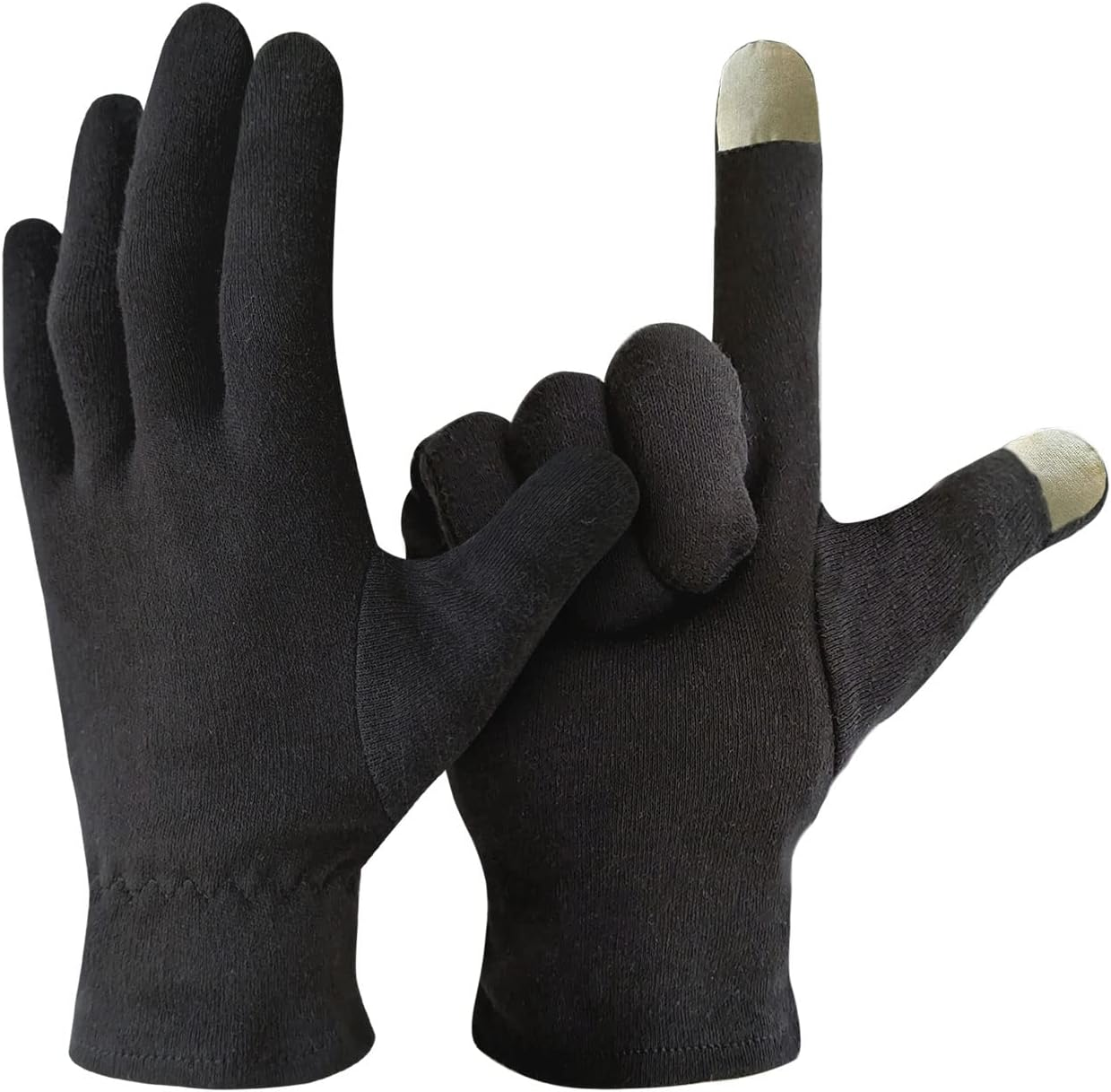 Evridwear 100% Cotton Touchscreen Moisturizing Beauty Gloves with Elastic Cuff, Natural Cosmetic Therapy Gloves for Eczema SPA Dry Hands Care Overnight (Black, Small) 2 Pairs image number 5