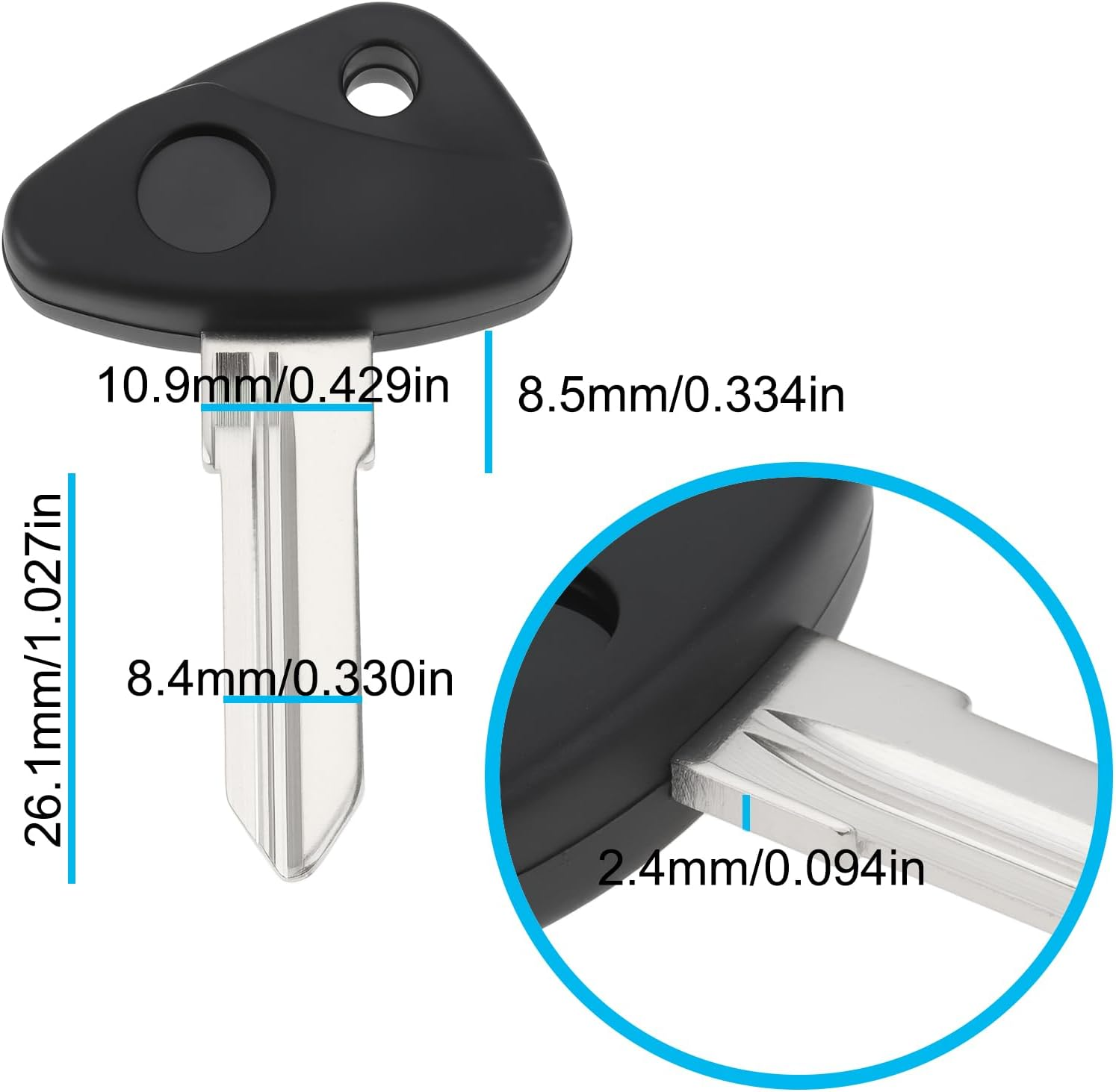 YINETTECH Blank Uncut Key Blade Right Groove Motorcycle Key Replacement Compatible with BMW R1100RT R1150GS R1150R R1200C image number 3