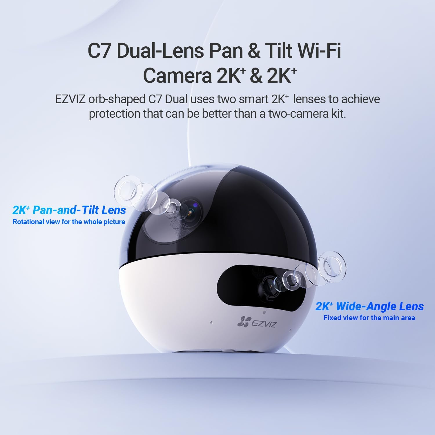 EZVIZ Dual-Lens 2K+ Indoor Security Camera, Dual Band, 10M Colour Night Vision, 360&deg; Pan Tilt, Human/Pet Detection, Auto Tracking, Two Way Calling, Patrol Mode, Alarm, Alexa & Google Control (C7) image number 6