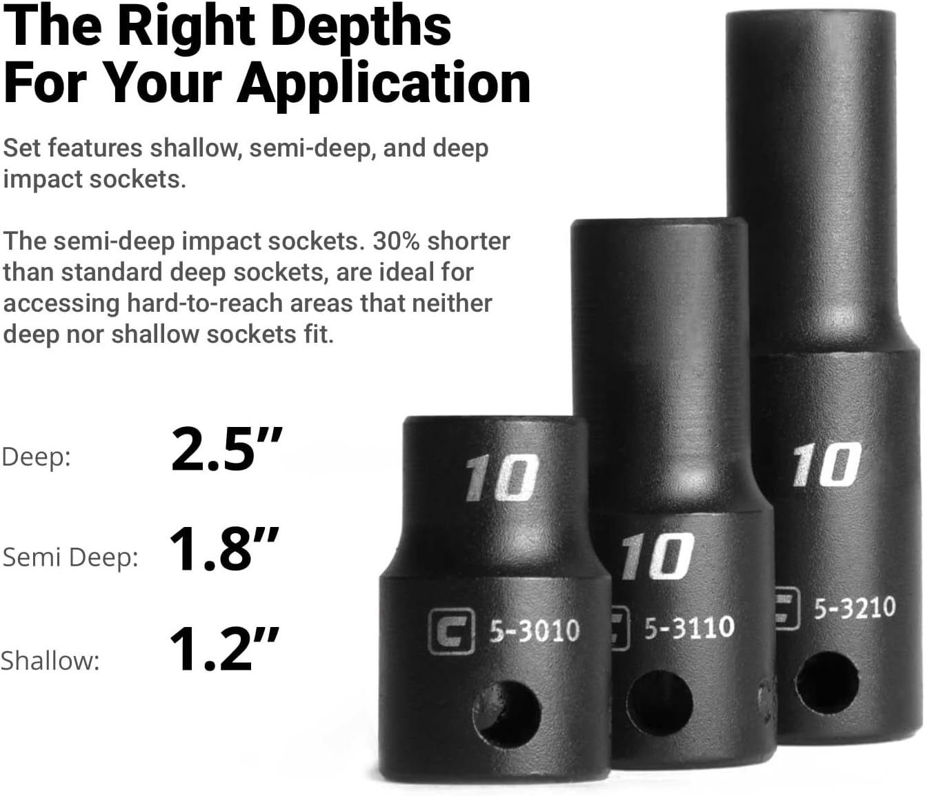 Capri Tools 3/8 In. Drive Master Shallow, Semi-Deep and Deep Impact Socket Set with Extensions and Universal Joint, Metric, 8 to 24 Mm, 55-Piece with Mechanic'S Tray