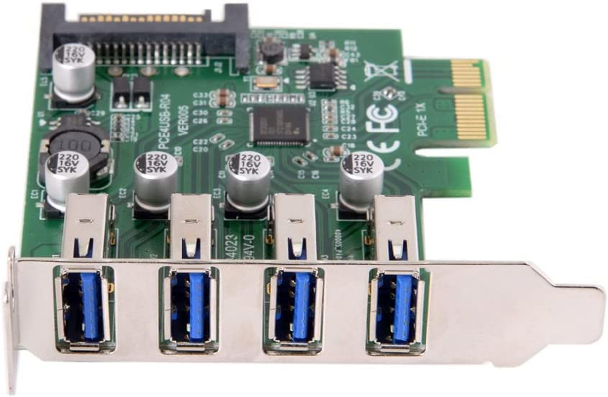 JSER Card Low Profile 4 Ports PCI-E to USB 3.0 HUB PCI Express Expansion Card Adapter 5Gbps for Motherboard image number 3
