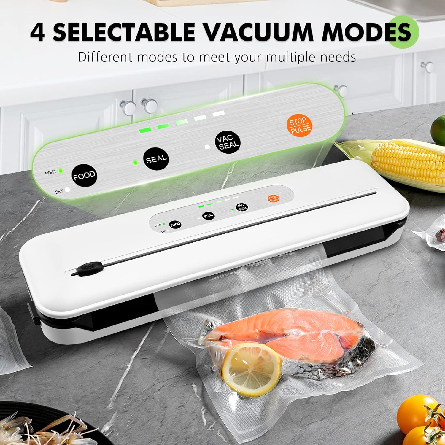 Toprime Vacuum Sealer Machine, 80Kpa Powerful Food Sealer Built-In Cutter with Sealing Bag and Hose, Vacuum Air Sealing System for Food Storage and Sous Vide image number 5