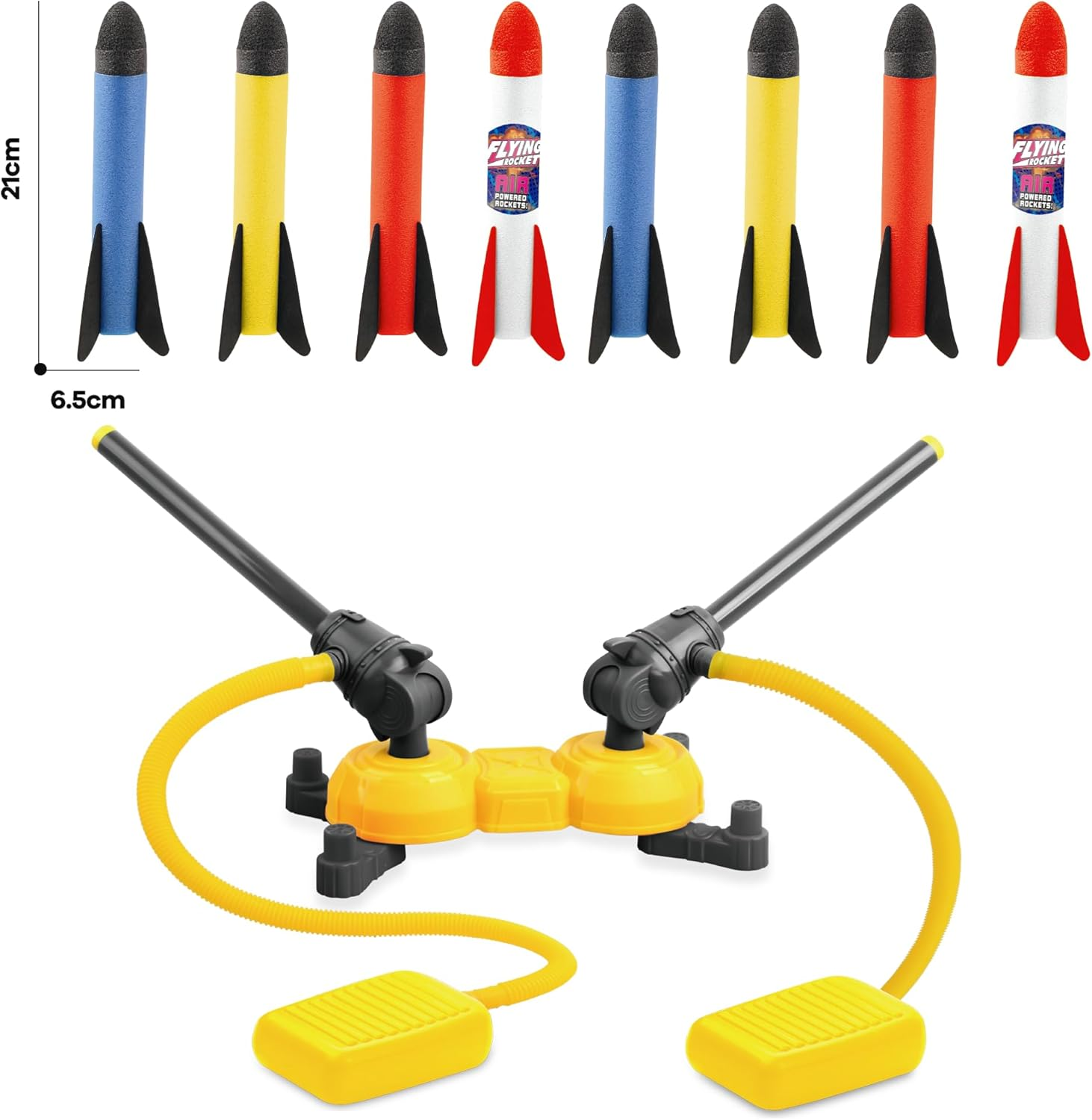 Toy Rocket Launcher for Kids,Safe Foam Rockets with Foam Rockets and Launcher, Indoor Outdoor Toy, Birthday Christmas Toys for Boys and Girls 3 4 5 6 7 8 Year Old (8 Colorful Rockets＆Dueling Launcher)