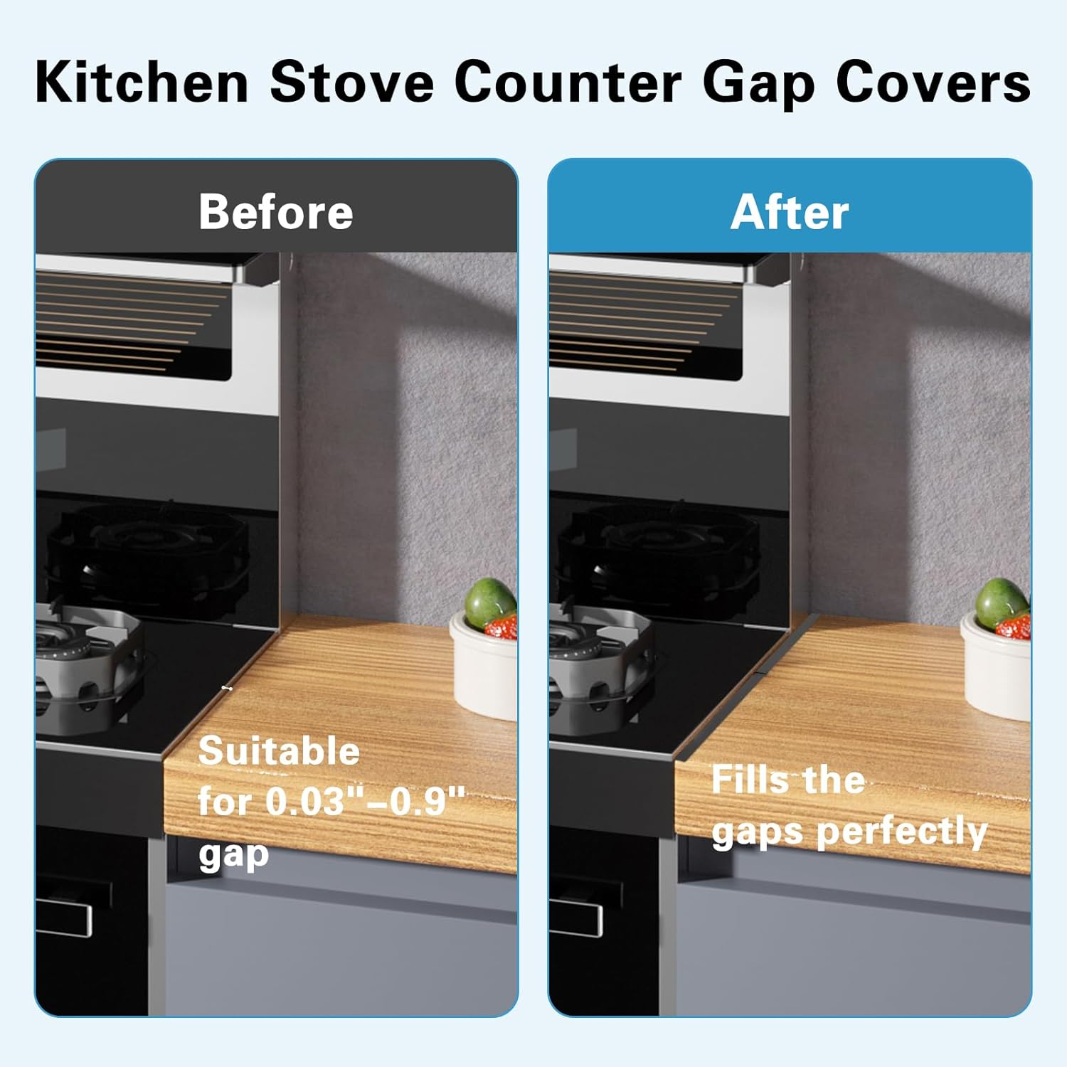 2PCS Stainless Steel Stove Gap Covers, Adjustable Oven Side Gap Filler Heat Resistant Easy Clean Stove Gap Filler for Kitchen Oven Counter Side Gap, Adjustable Length 13.8" to 27.6" (Black) image number 5