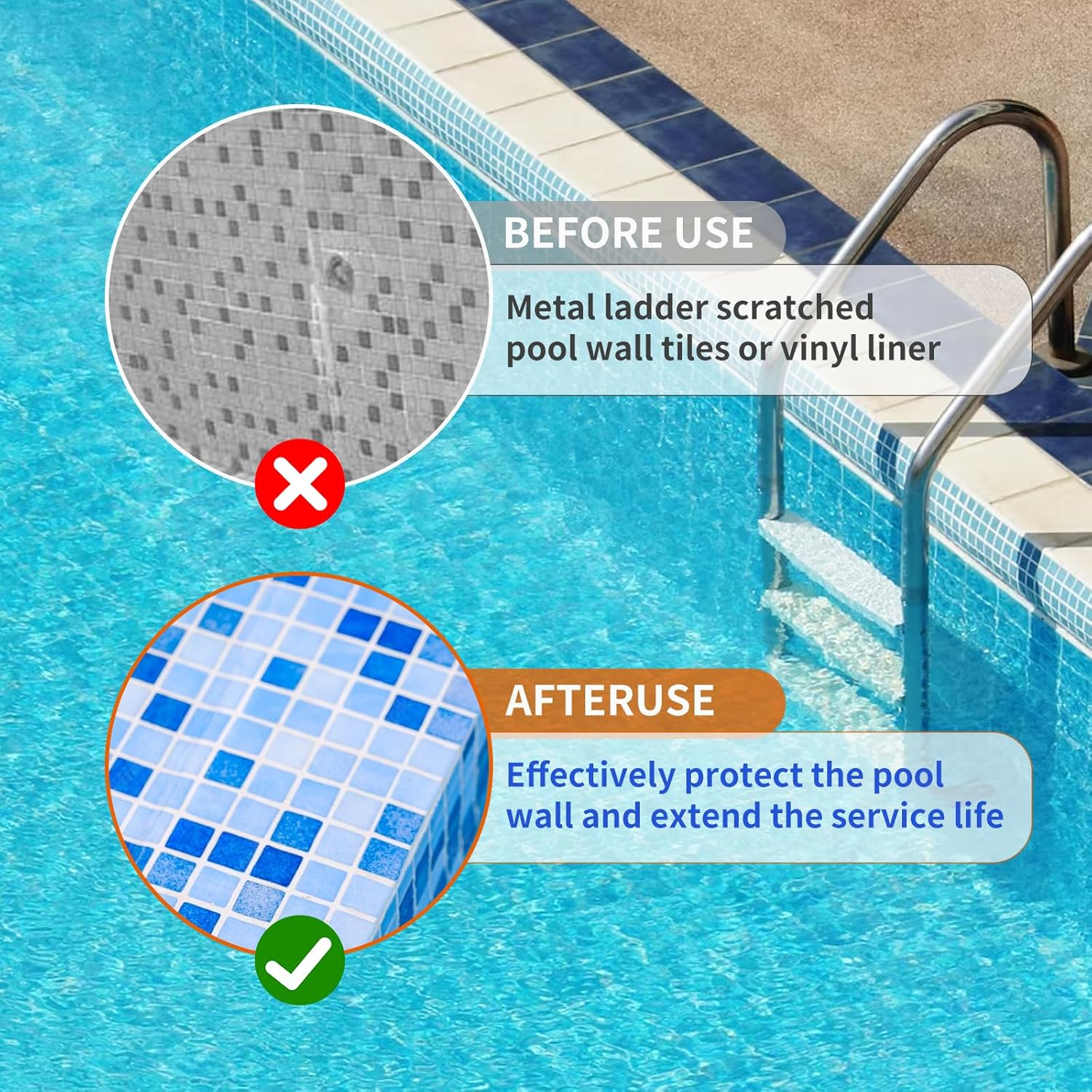 Pool Ladder Bumpers for Inground Pool - Pool Ladder Plugs Fits 1.9&rdquo; Swimming Pool Ladder Tubing - Steps inside Plug Caps for Protect Swimming Pool Liner, Rubber Ladder Foot Cover (2Pack) image number 6