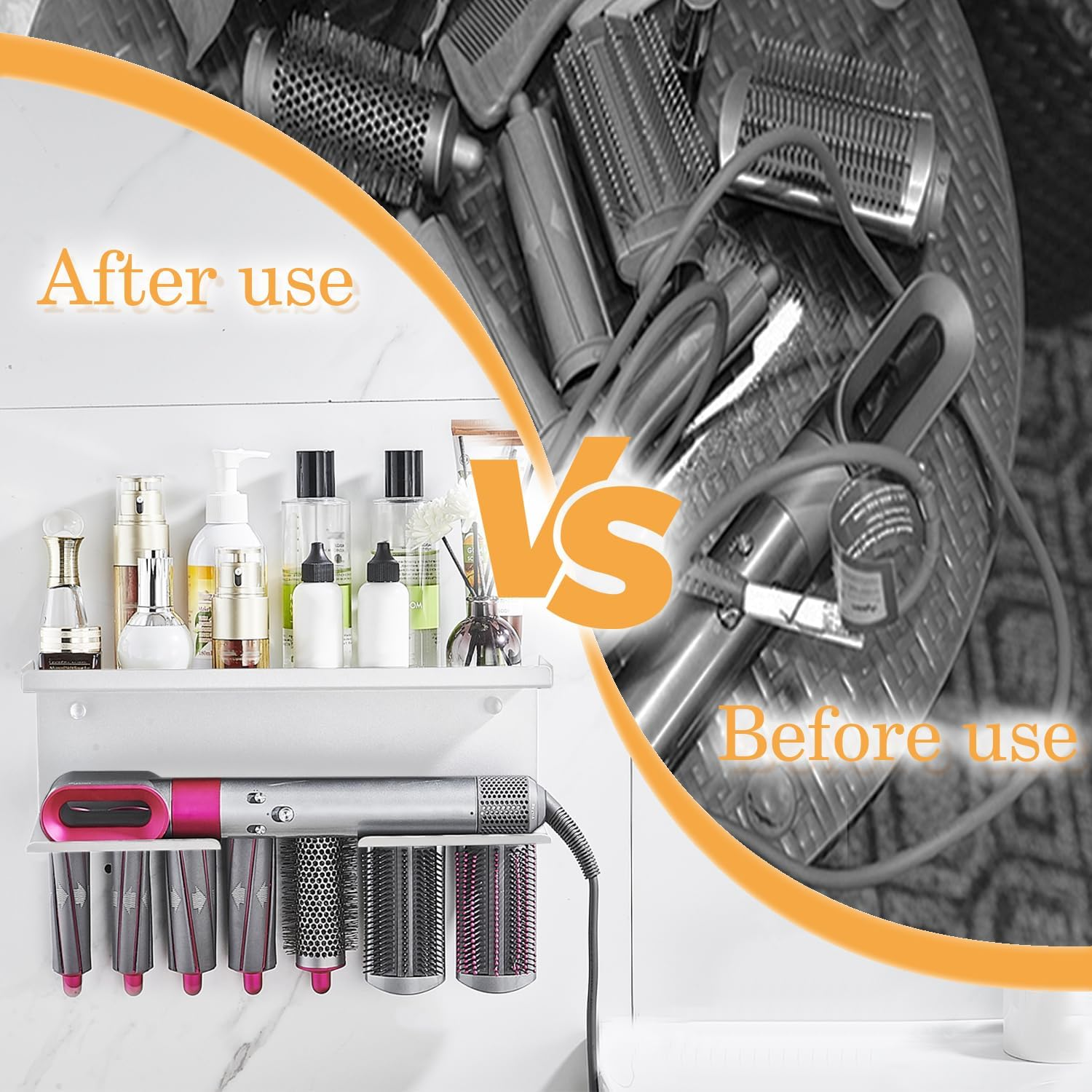 Yimerlen Straightener Holder Compatible with Dyson Airwrap Wall Mount Storage Rack for Curling Iron Attachments and Complete Styler (White-Sus304) - White image number 3