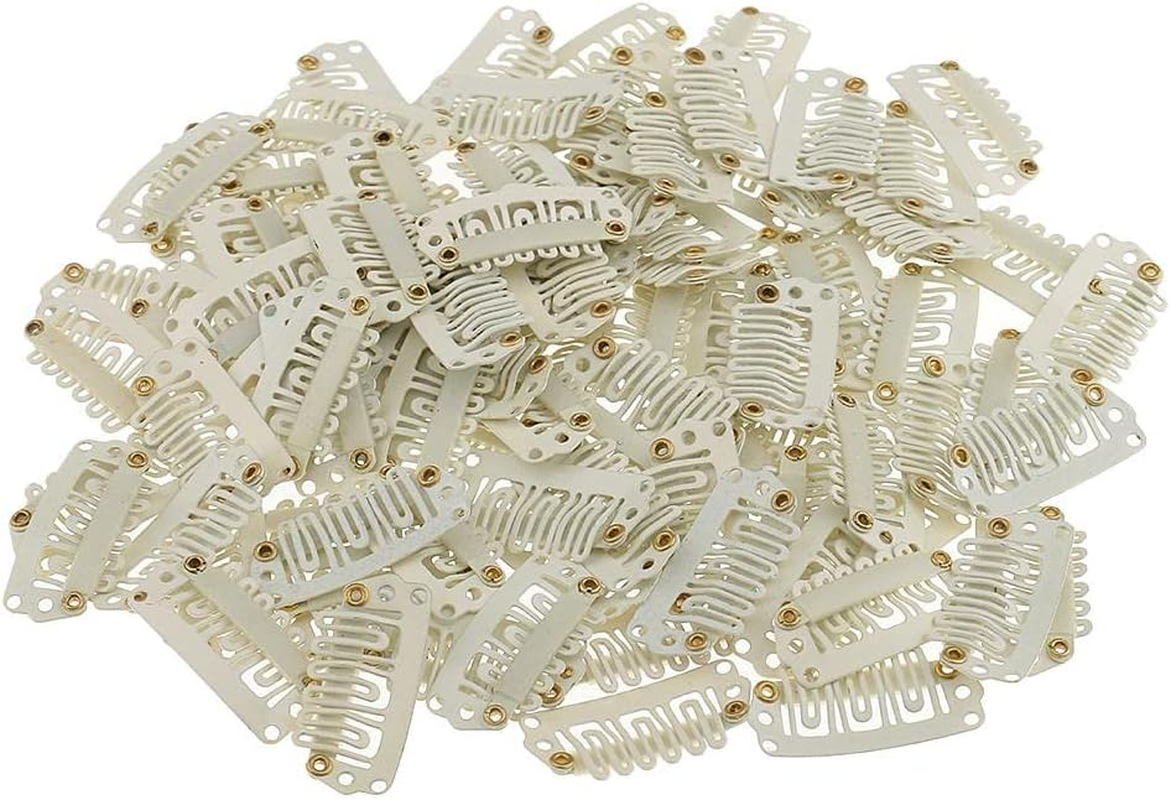 Eigell 100Pcs Steel Snapping Clips Extensions, Beige