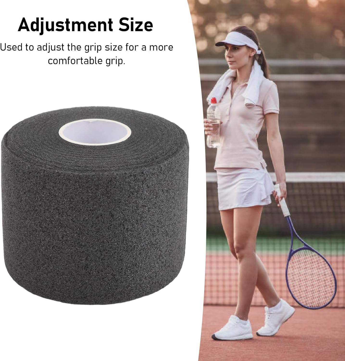 Badminton Racket Cushion Wrap, Polyurethane Shock Absorption Tape for Tennis Racket, with Comfortable Grip Adjustment, Support Stability and Control, Reduce Fatigue, Protect Joints image number 5