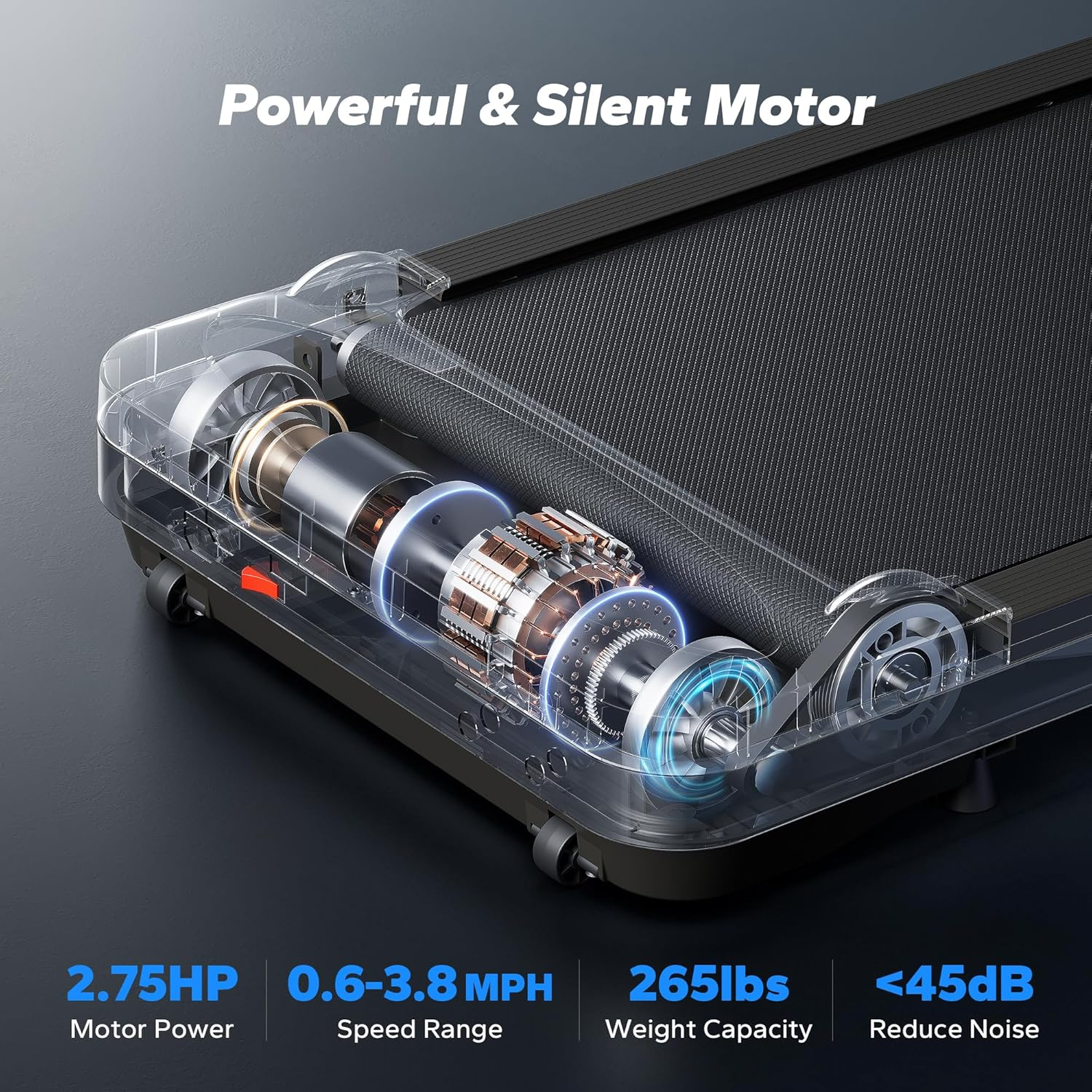 MERACH Walking Pad, under Desk Treadmill for Home & Office, Small Treadmill with Max 3.8MPH 40 Db, 2 in 1 Quiet Portable Mini Treadmill with Remote Control, APP, LED Display image number 4