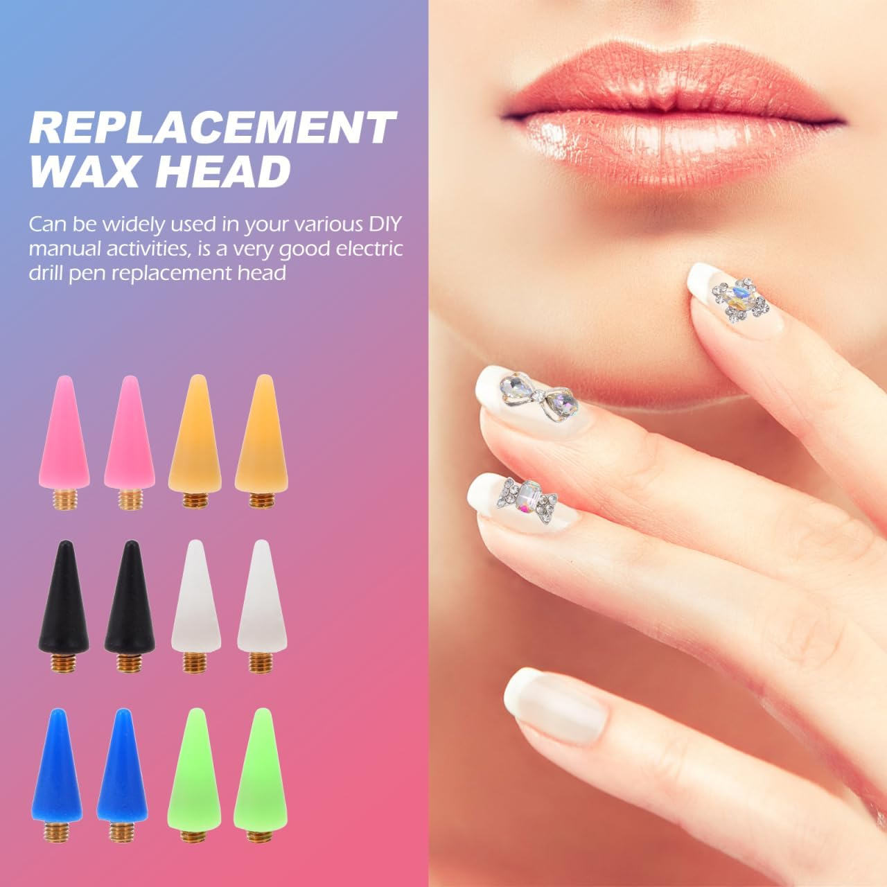 WEKADRIN 12Pcs Nail Art Wax Tip - Craftsmanship Tools Wax Tip Pencil Nail Picker Picker Dotting Tools for Small Bead Crystal Fixing Art Crafts DIY Decoration image number 4