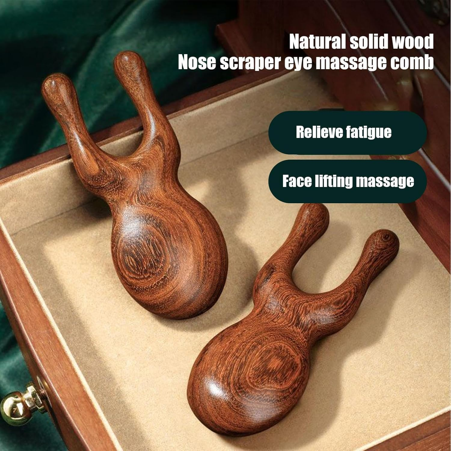 Sandalwood Scalp Massager,3Pack Wide Tooth Deer Antler Smoothing Comb 6/5/2 Claw,Wooden Deer Antlers Nasal Scraper,Fashionable Sandalwood Wide Tooth Combs image number 6