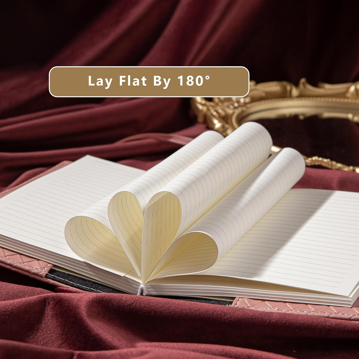 TIEFOSSI B6 Leather Journal Notebook with Combination Lock, Travel Refillable Ruled Lined Writing Paper, Secret Password Gift Diary for Women Girls Boys (Pink) - Pink image number 5