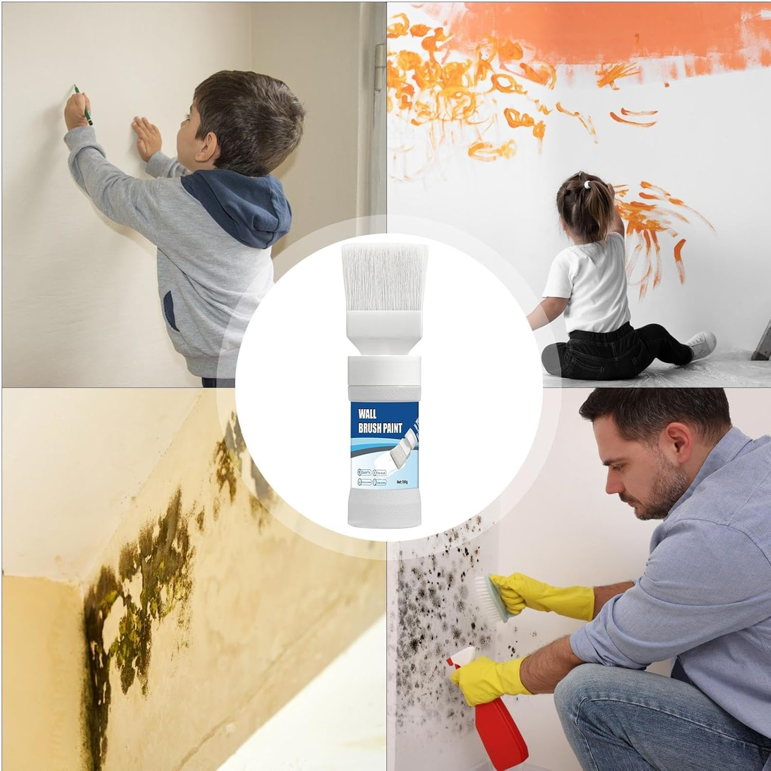 Paint for Walls, Drywall Repair Paint, Interior Wall Paint, Quick Fix Paint, White Touch-Up Paint, Built-In Brush Paint, Furniture Paint White, Safe Home Paint, Wall Renovation Paint, Multipurpose Pai