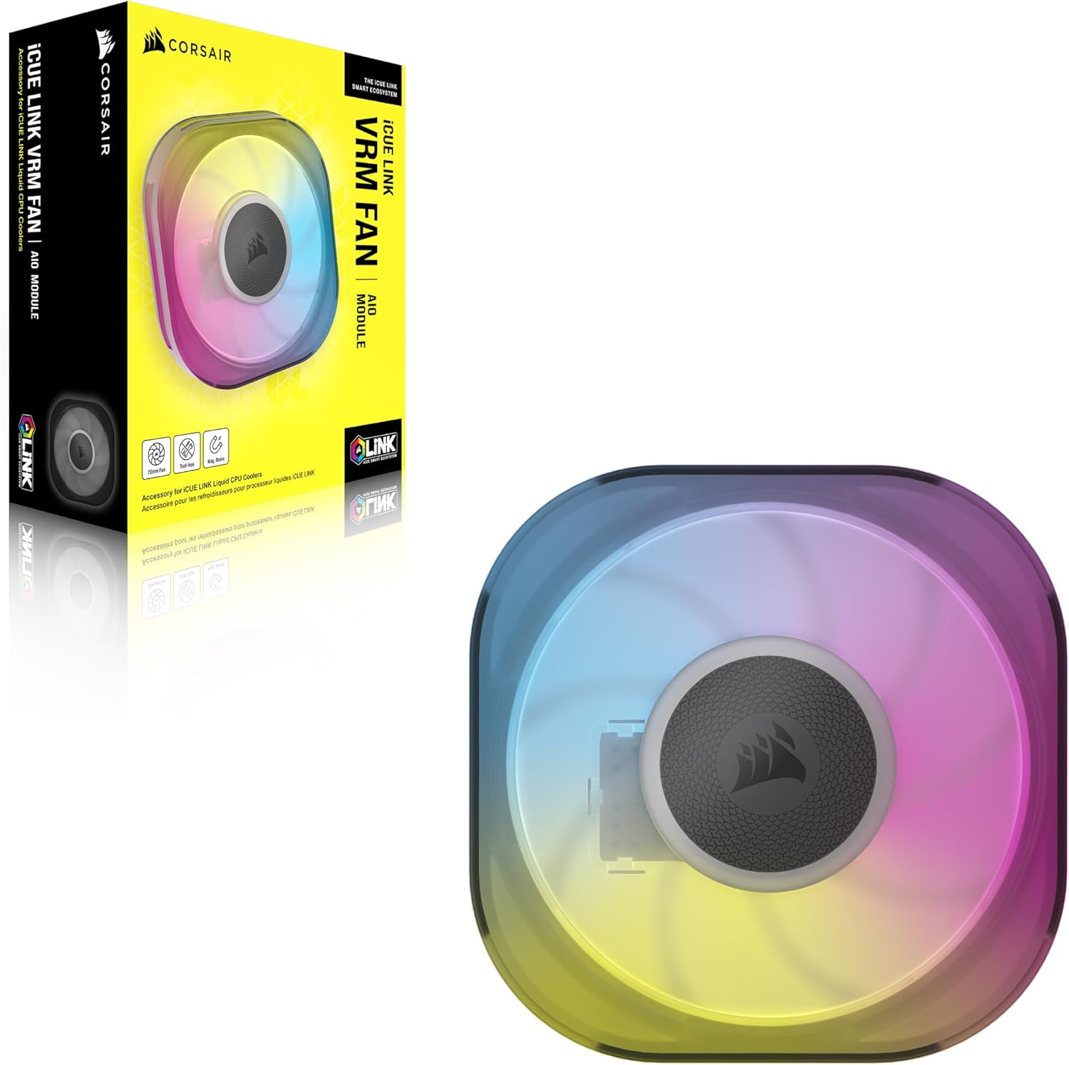 CORSAIR Icue Link AIO VRM Fan Module &ndash; Additional Motherboard Cooling for Overclocking &ndash; Easy Capswap Installation &ndash; 70Mm Fan &ndash; Magnetic Dome Bearing &ndash; Black image number 2