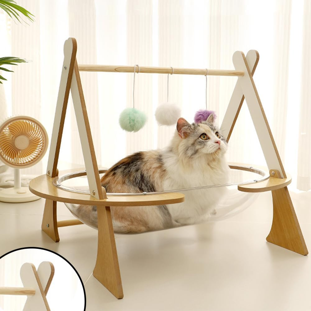 TOMVAES Cat Hammock Space Clear Capsule Cat Bed Semi Enclosed Pet Cat Nest Easy to Assemble for Dog Kitty Playing image number 2