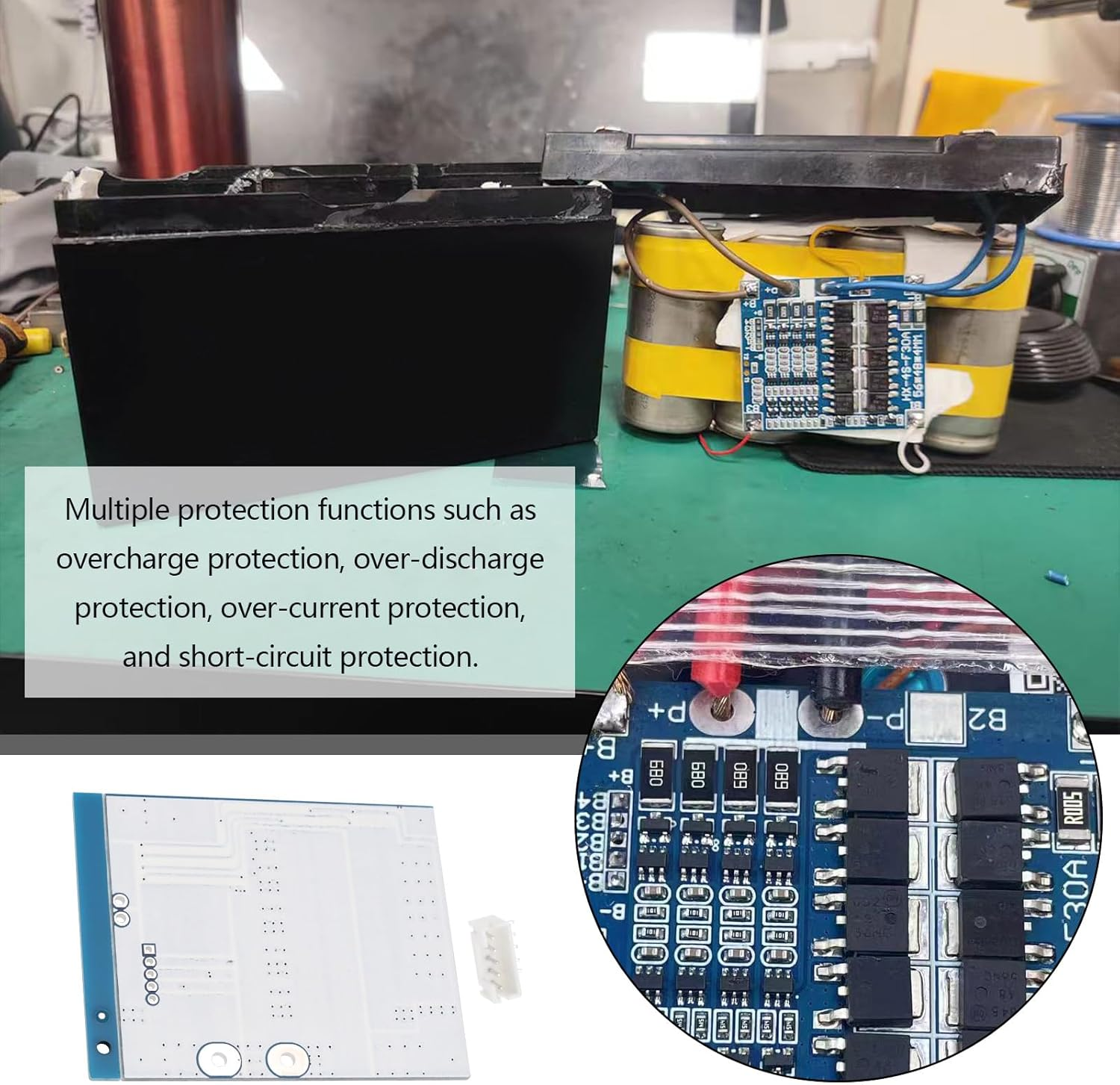SING F LTD 2Pcs Lifepo4 BMS 4S 30A 12.8V Protection Board Battery Balance Protection Board BMS PCB 18650 Charging Circuit Protection Board Suitable for Electric Motorcycles image number 3