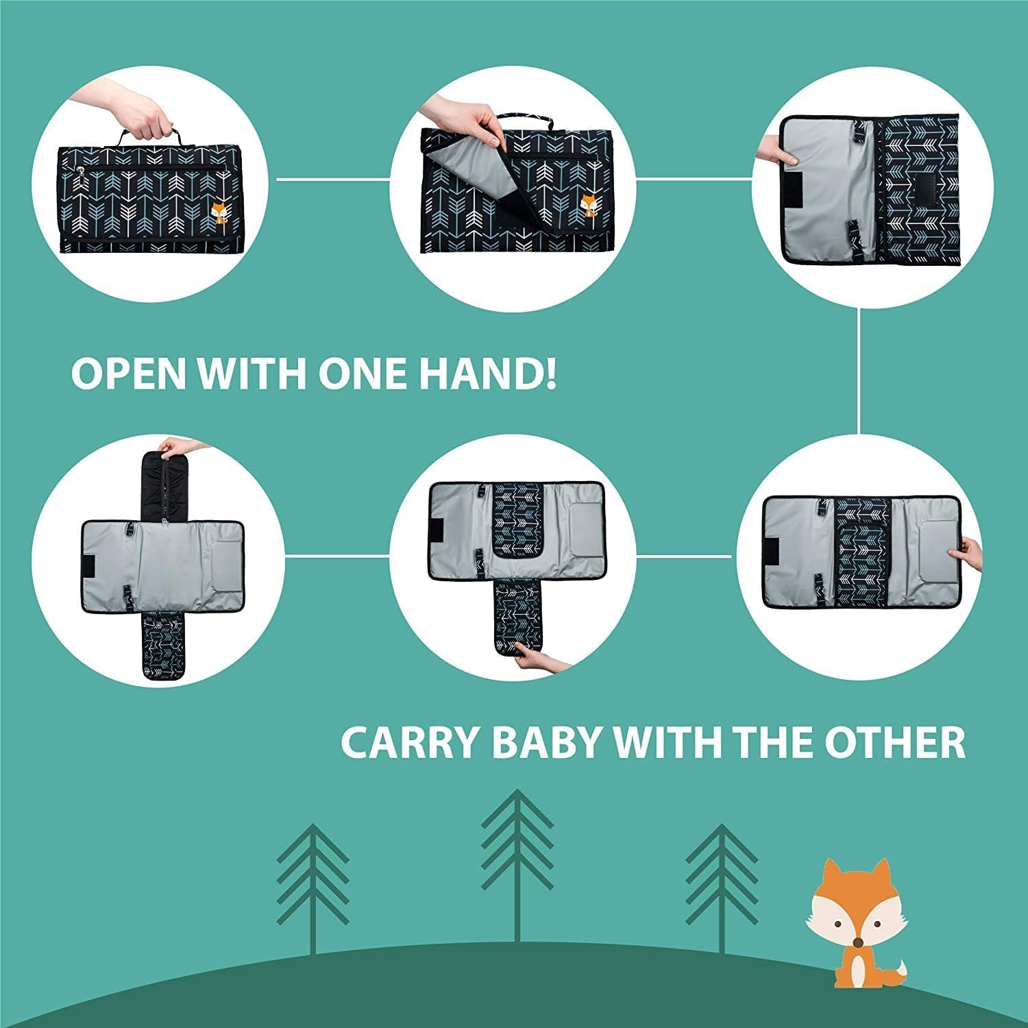 Baby Changing Pad,Portable Changing Pad for Baby Diaper Bag or Changing Table Pad,One-Hand Diaper Change Pad,Baby Shower Gifts, Newborn Baby Essentials, Unisex Baby Stuff image number 1