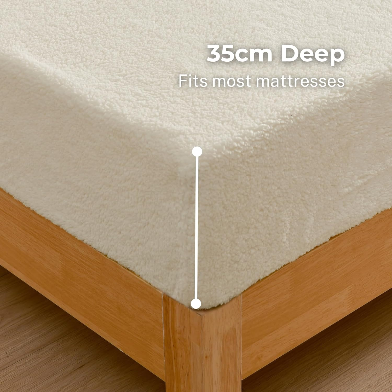 Dreamaker Ultra Plush Jasper Fleece Sherpa Fitted Sheet Double Bed & Pillowcase Combo Sheet Set Warm Touch Anti-Pilling Temperature Regulation Winter Warmer Deep Pocket Bedding Set - Snow Beige image number 4