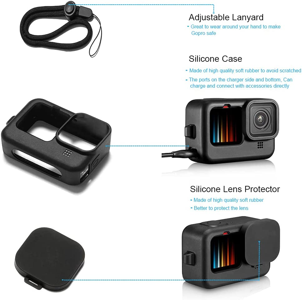 Waterproof Case Housing for Gopro Hero 13 12 11 10 9 Black Tempered Glass Screen Protector Silicone Sleeve Protective Case Accessories Kit Bundle for Gopro13 Gopro12 Gopro11 Gopro10 Gopro9 Go Pro -04E image number 5