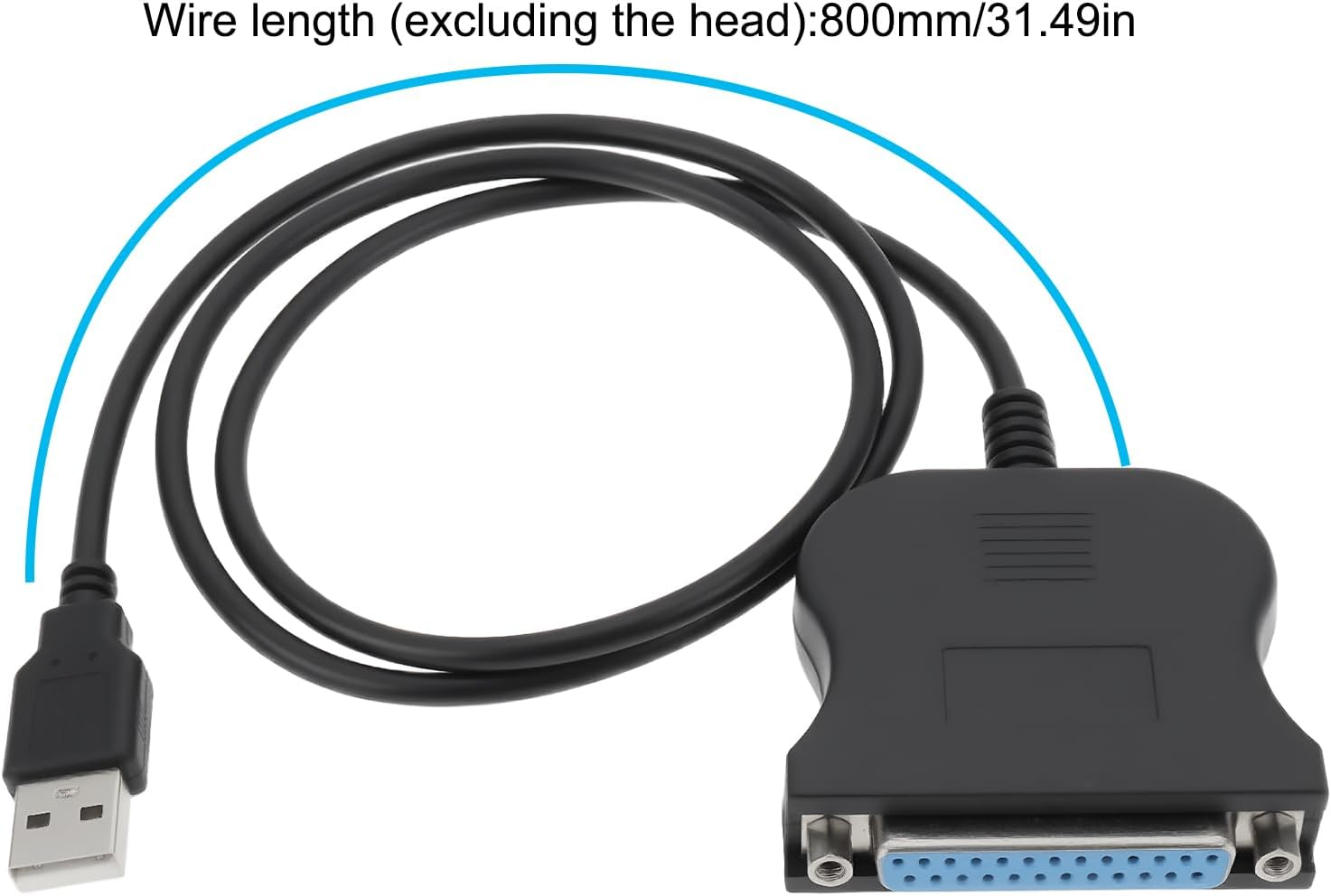 OTOTEC 2Pcs USB to 25PIN DB25 Parallel Printer Cable Adapter 80Cm for Printer Computer Black
