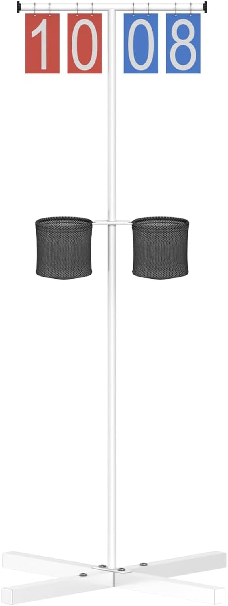 Queension Manual Flip Scoreboard with Stand, Cornhole Scoreboard with Drink Holder for Cornhole Accessories, Basketball Score Keeper, Scoring Board for Pickleball/Tennis/Badminton/Sports