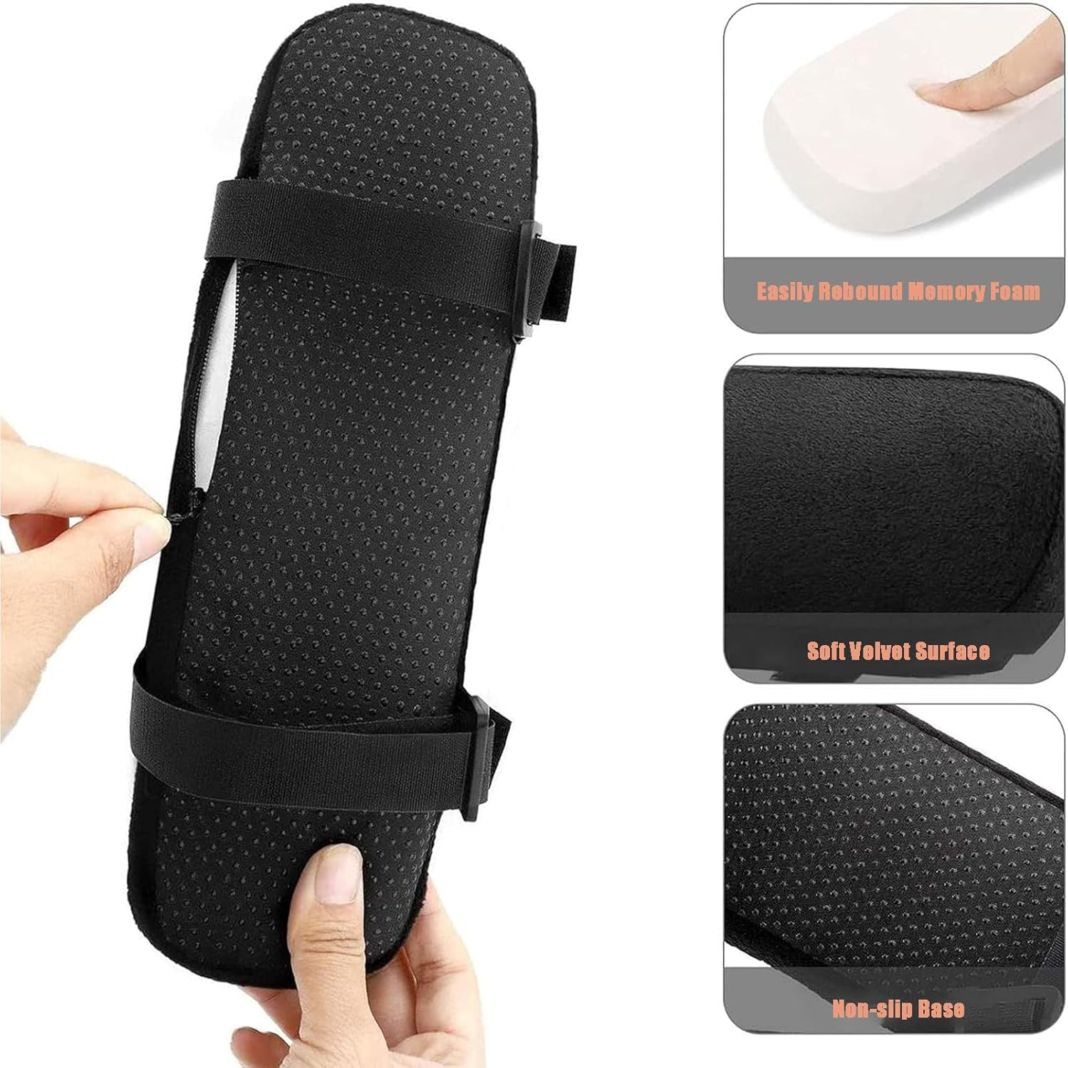 2 Pack Chair Armrest Pads 2 Pack - Memory Foam Elbow Cushion, Adjustable & Non-Slip for Office/Home/Gaming Chairs, Washable & Universal Fit - Pressure Relief for Wrists, Arms