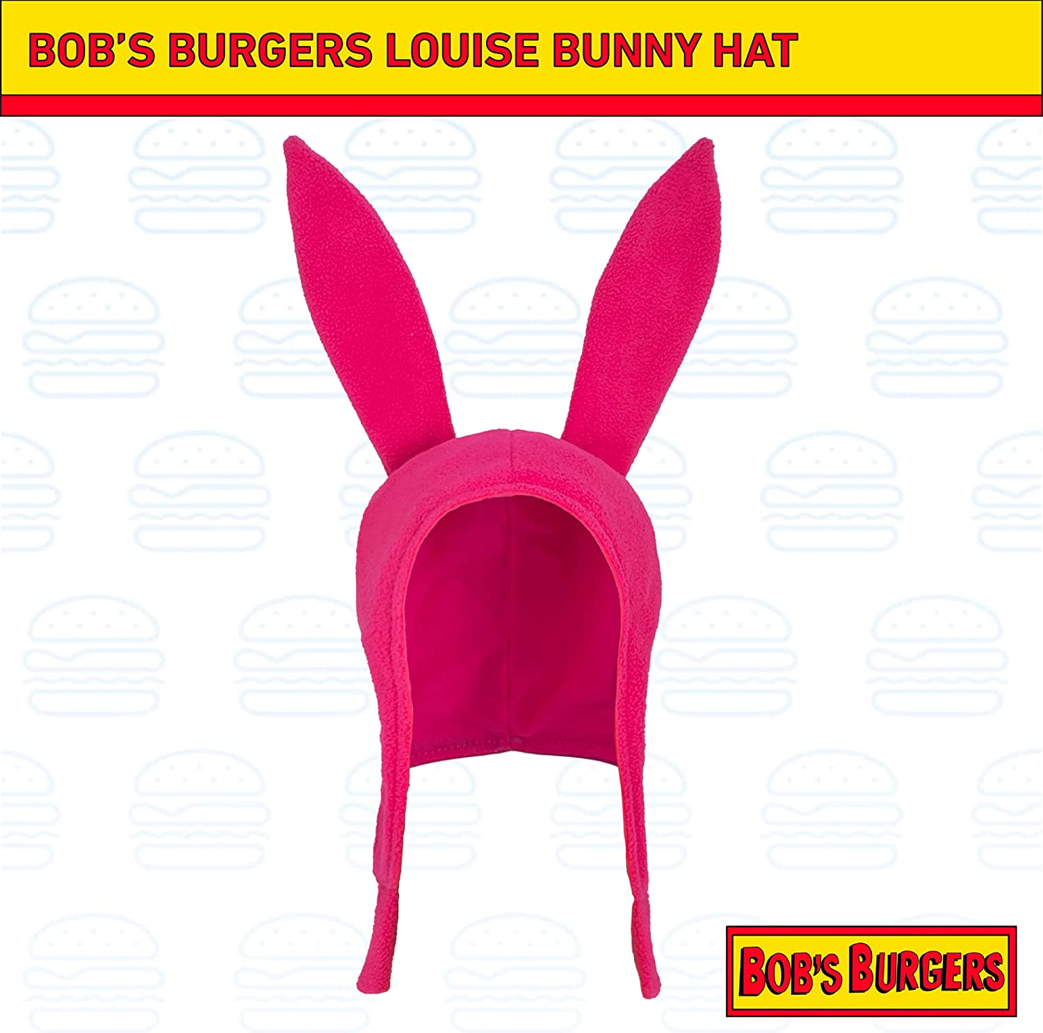 Concept One Womens Bob'S Burgers Louise Cosplay Bunny with Floppy Ears Fleece Beanie Hat, Pink, 0 US, Pink, One Size image number 3
