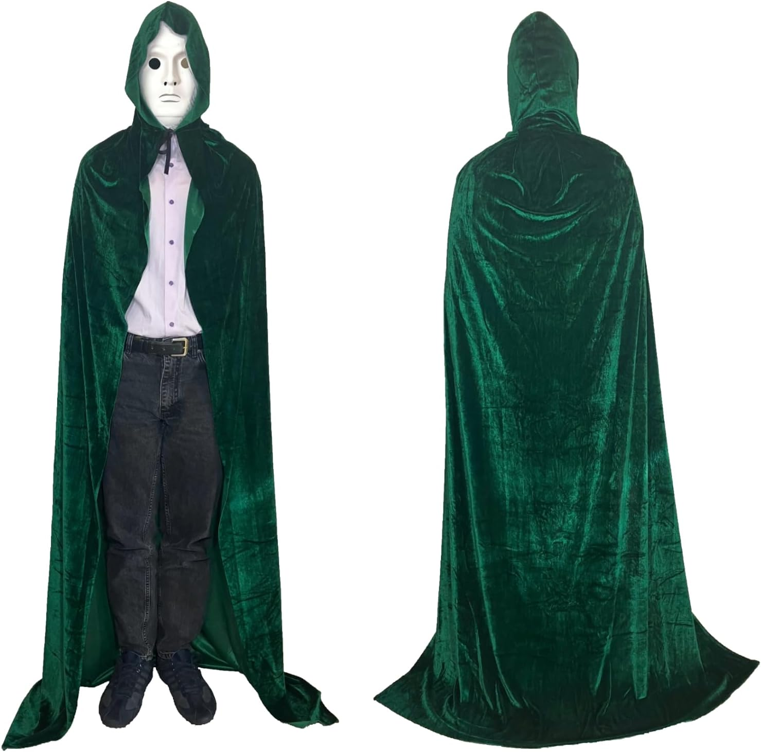 Full Length Hooded Cloak Costume Ideal for Christmas, Halloween, Cosplay Costume Party, Cape Disguises. image number 5