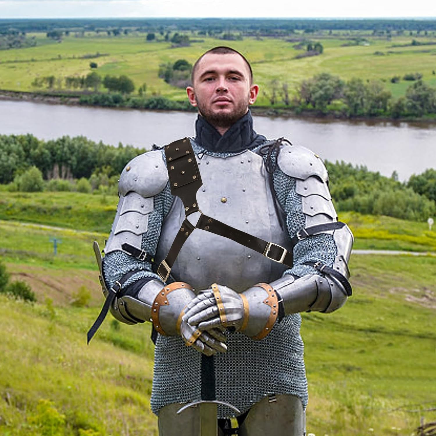 HDBHBH Medieval Sword Back Holster - Leather Shoulder Sheath for Viking Cosplay, Adjustable Sword Belt Frog Holder, Renaissance & Warrior Costume Accessory image number 6