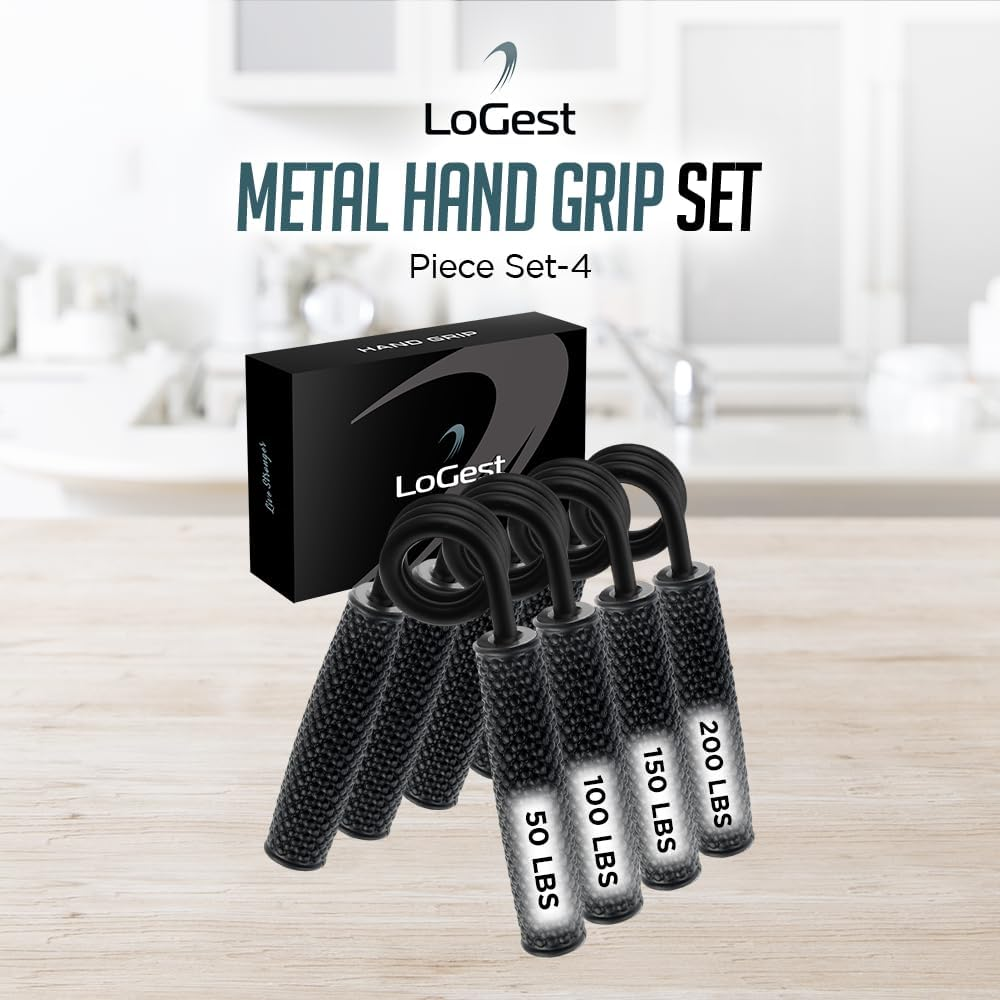 Logest Metal Hand Grip Set, No Slip Heavy-Duty Finger Strengthener with Gift Box, Great Wrist & Forearm Exercise, for Home Office & Gym Use, for Beginners to Professionals - 100Lb-350Lb (6 Pack) image number 7