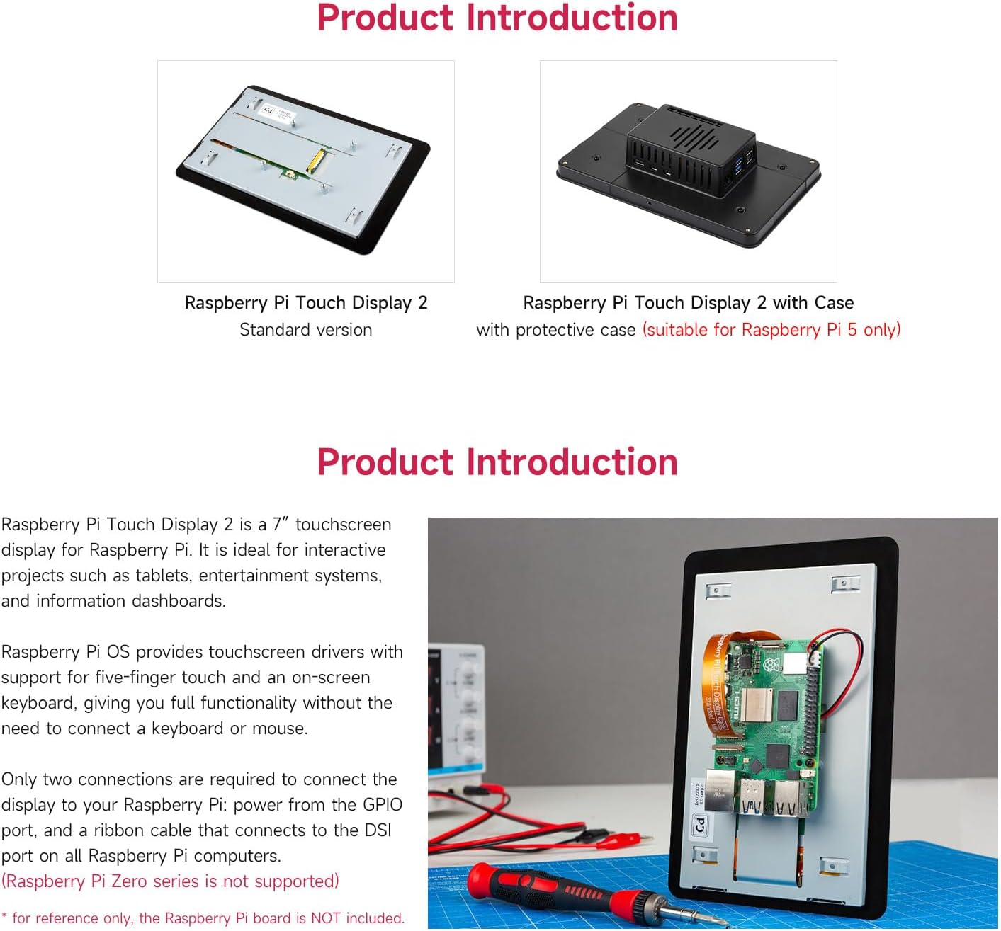 Waveshare Official 7Inch Capacitive Touch Display, Compatible with Raspberry Pi, 720 &times; 1280, IPS, DSI Interface, 5-Point Touch, Comes with Protective Case image number 4