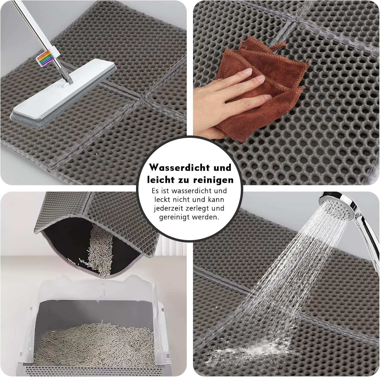 MOCOBO Cat Litter Tray Mat, 75 X 55 Cm, Easy to Clean & Waterproof Cat Litter Mat for Cat Litter, Non-Slip Cat Mat for Indoor Cats image number 5